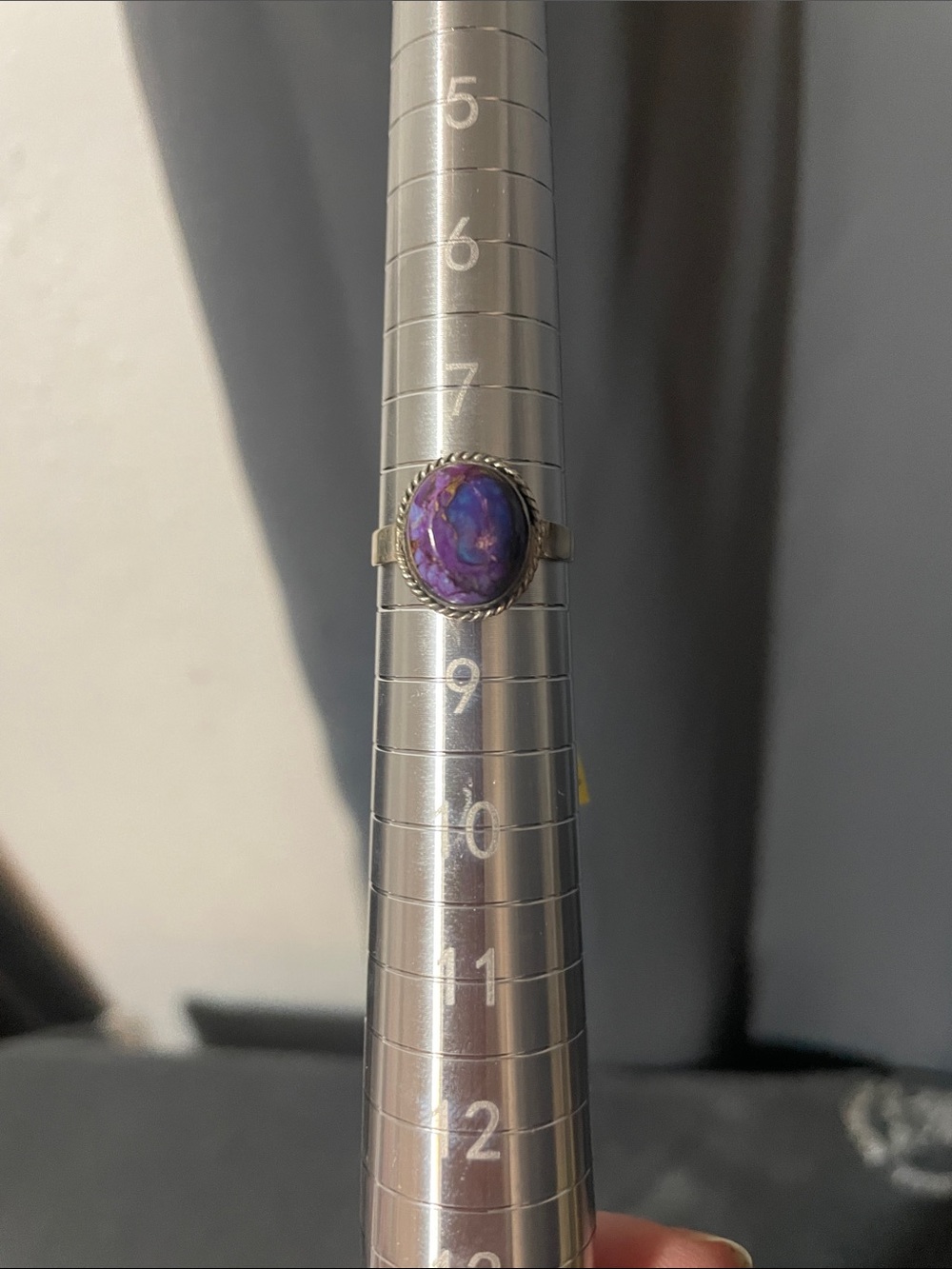 Purple Stone Oval Cabochon Sterling-Style Women's Ring Size 8